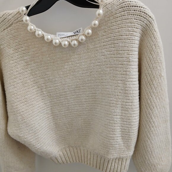 Zara Woman Pearl Collar Sweater Knit - Picture 4 of 7